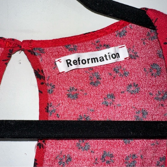 Reformation Red and Black Milla Dress Size 0 - Picture 3 of 8